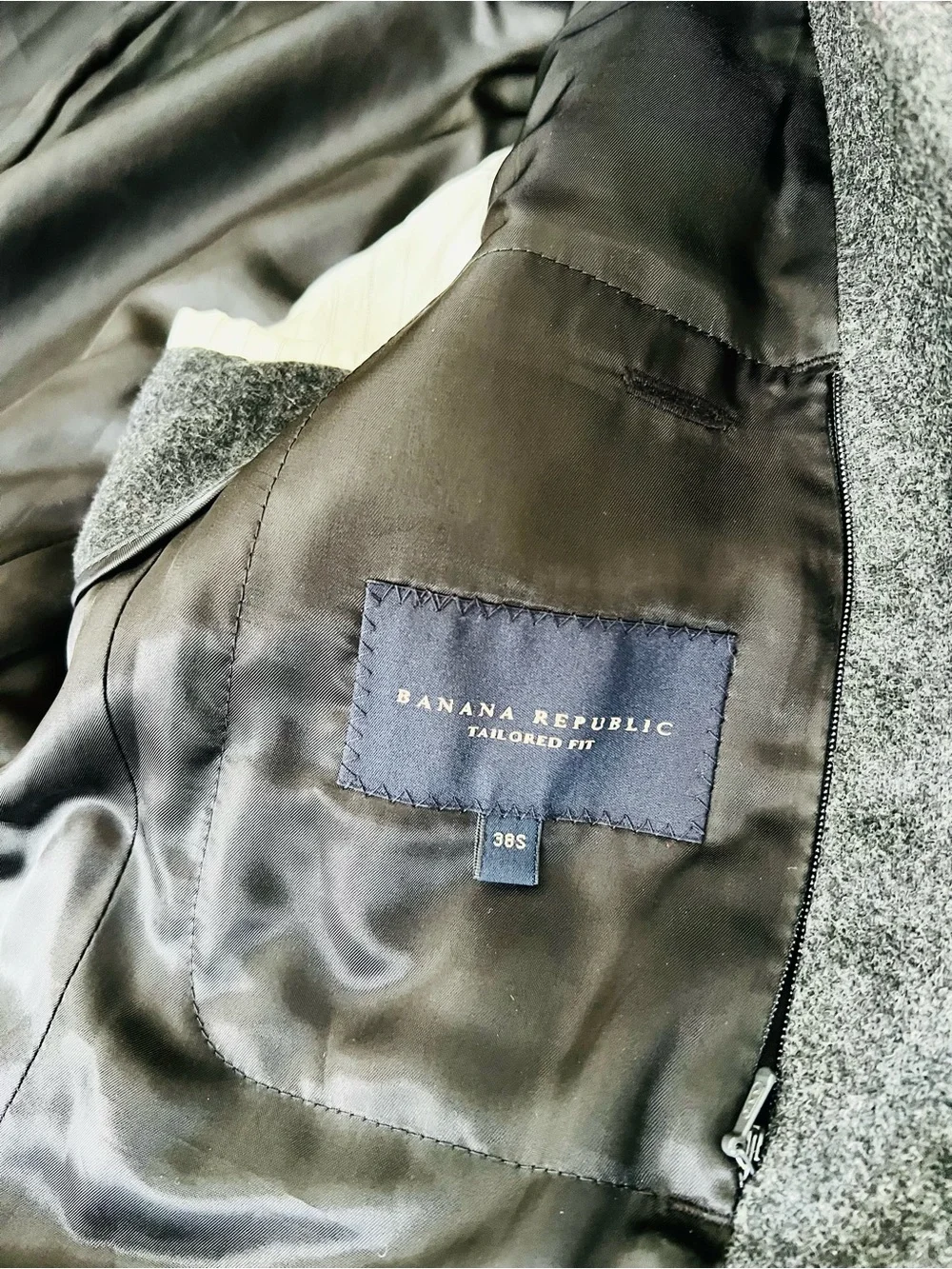 Banana Republic Wool blend Men's Gray Wool Military-Style Blazer